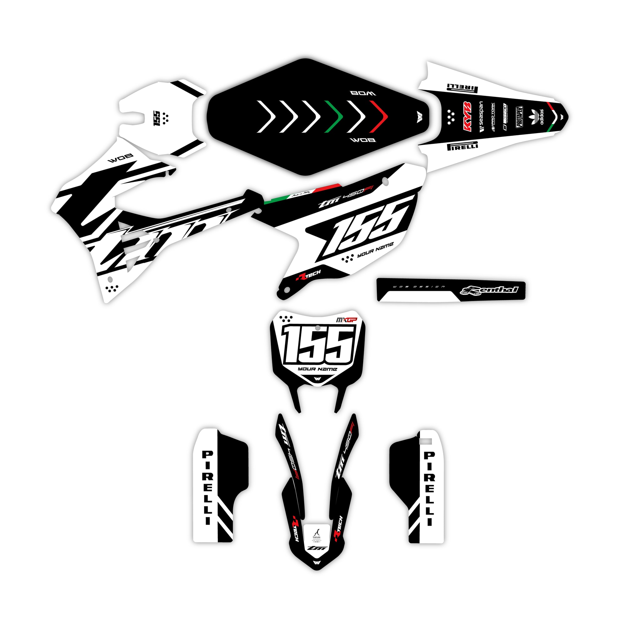 Grafiche motocross Tm racing white piana